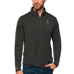 Seattle Mariners Antigua Tribute Quarter-Zip Pullover Top Charcoal