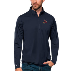 St. Louis Cardinals Antigua Tribute Quarter-Zip Pullover Top Navy