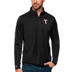 Texas Rangers Antigua Tribute Quarter-Zip Pullover Top Black