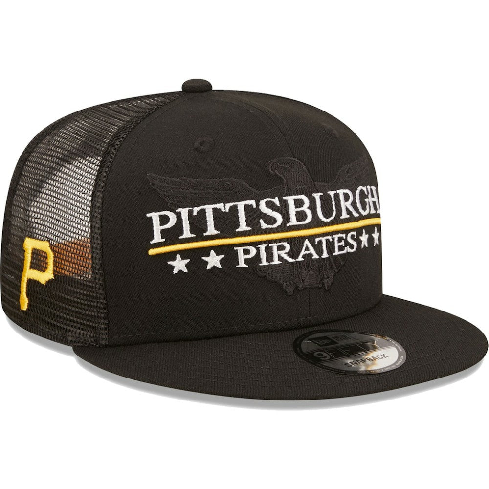 Pittsburgh Pirates Patriot Trucker 9FIFTY Snapback Hat Black | New Era