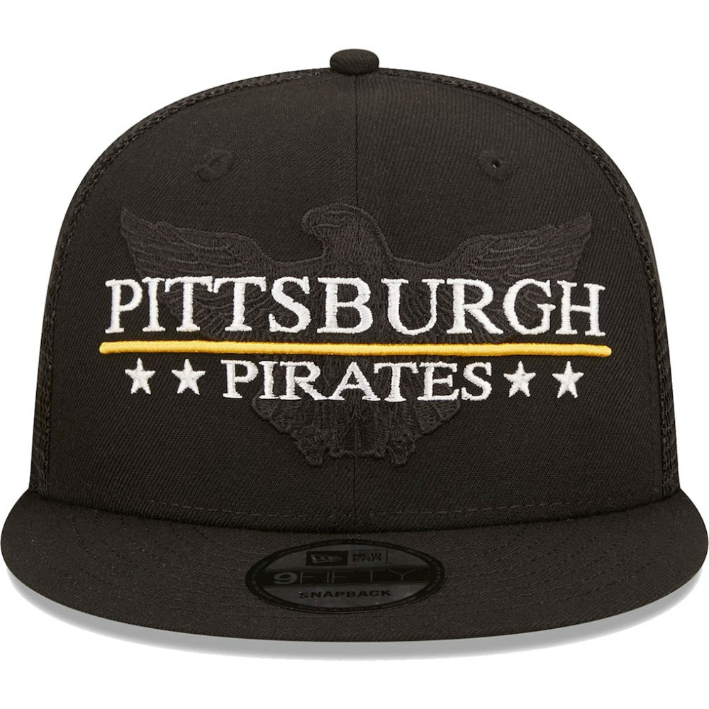 Pittsburgh Pirates Patriot Trucker 9FIFTY Snapback Hat Black | New Era