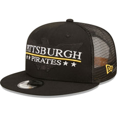 Pittsburgh Pirates Patriot Trucker 9FIFTY Snapback Hat Black | New Era