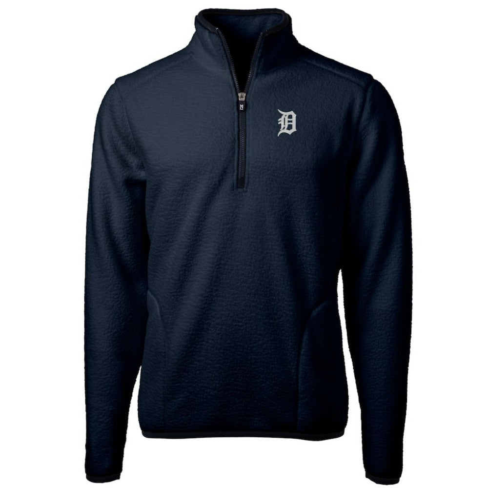 Detroit Tigers Cutter & Buck Big & Tall Cascade Eco Sherpa Fleece Quarter-Zip Pullover Jacket Navy