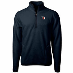 Cleveland Guardians Cutter & Buck Big & Tall Cascade Eco Sherpa Fleece Quarter-Zip Pullover Jacket Navy