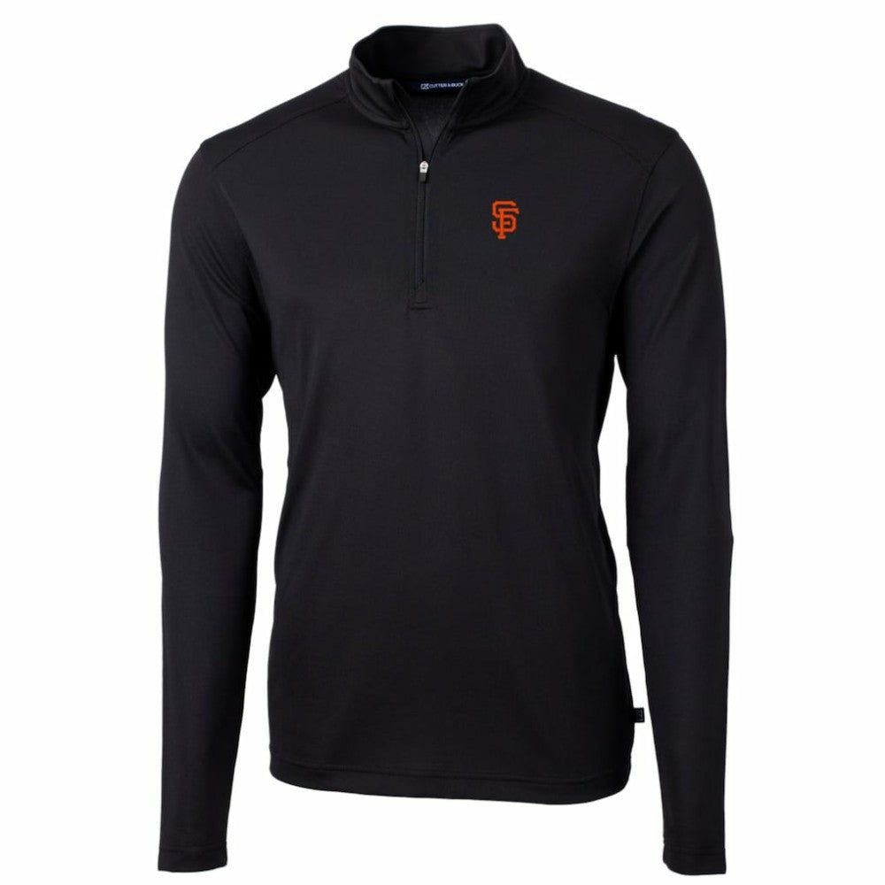 San Francisco Giants Cutter & Buck Big & Tall Virtue Eco Pique Quarter-Zip Pullover Jacket Black