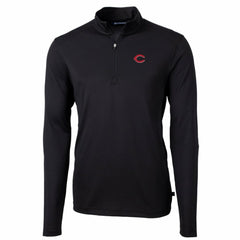 Cincinnati Reds Cutter & Buck Big & Tall Virtue Eco Pique Quarter-Zip Pullover Jacket Black