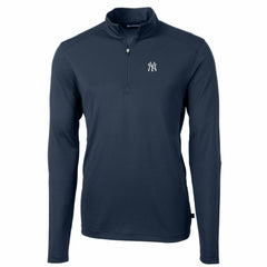 New York Yankees Cutter & Buck Big & Tall Virtue Eco Pique Quarter-Zip Pullover Jacket Navy