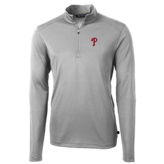Philadelphia Phillies Cutter & Buck Big & Tall Virtue Eco Pique Quarter-Zip Pullover Jacket Gray