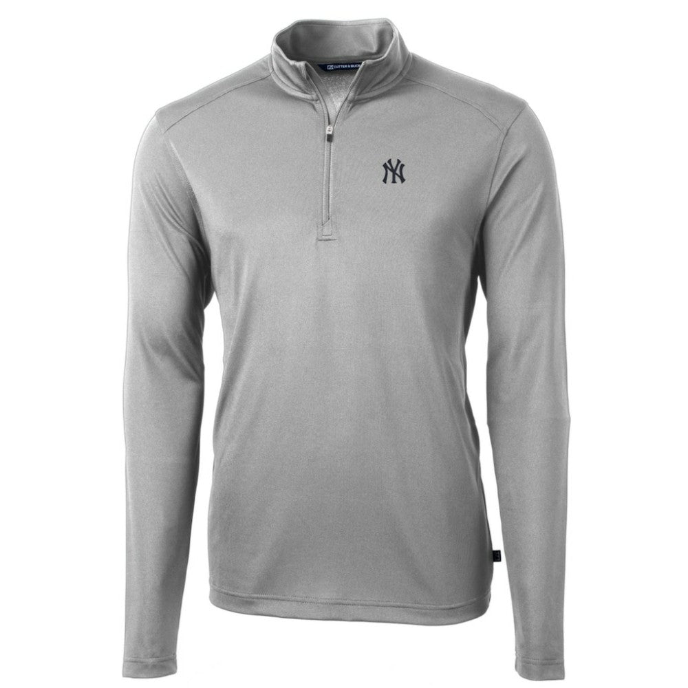 New York Yankees Cutter & Buck Big & Tall Virtue Eco Pique Quarter-Zip Pullover Jacket Gray