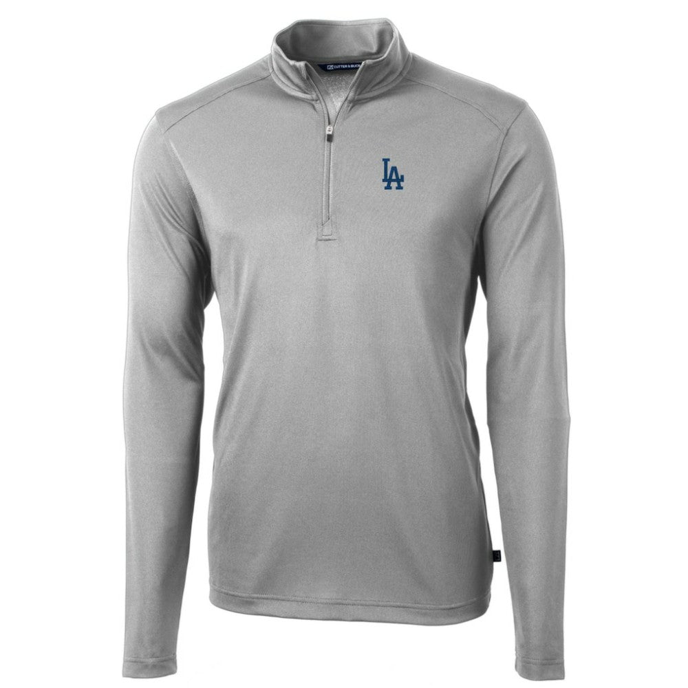 Los Angeles Dodgers Cutter & Buck Big & Tall Virtue Eco Pique Quarter-Zip Pullover Jacket Gray
