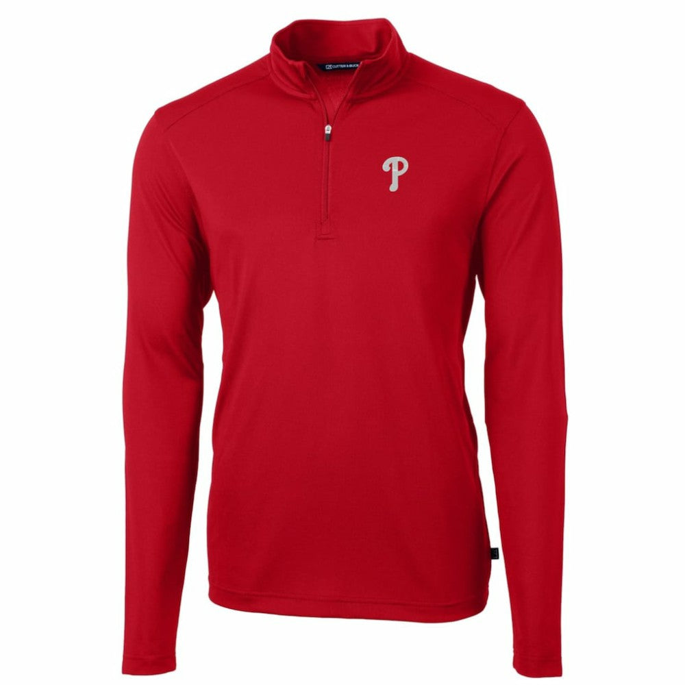 Philadelphia Phillies Cutter & Buck Big & Tall Virtue Eco Pique Quarter-Zip Pullover Jacket Red