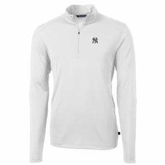 New York Yankees Cutter & Buck Big & Tall Virtue Eco Pique Quarter-Zip Pullover Jacket White