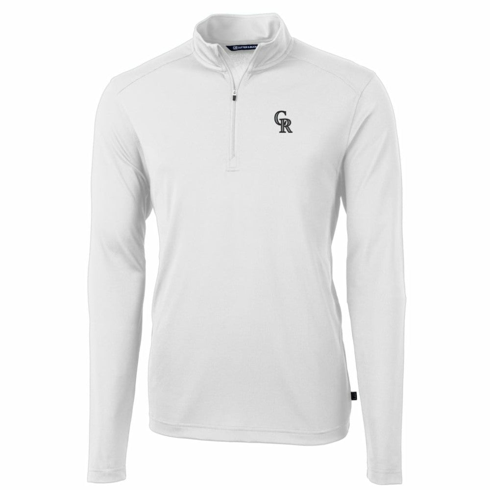 Colorado Rockies Cutter & Buck Big & Tall Virtue Eco Pique Quarter-Zip Pullover Jacket White