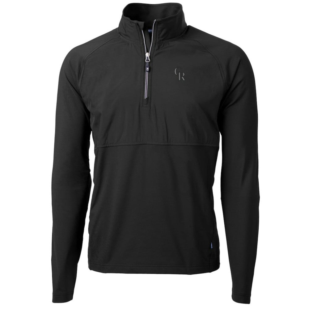 Colorado Rockies Cutter & Buck Adapt Eco Knit Hybrid Recycled Quarter-Zip Pullover Jacket Black