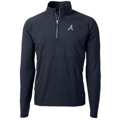 Atlanta Braves Cutter & Buck Adapt Eco Knit Hybrid Recycled Quarter-Zip Pullover Jacket Navy