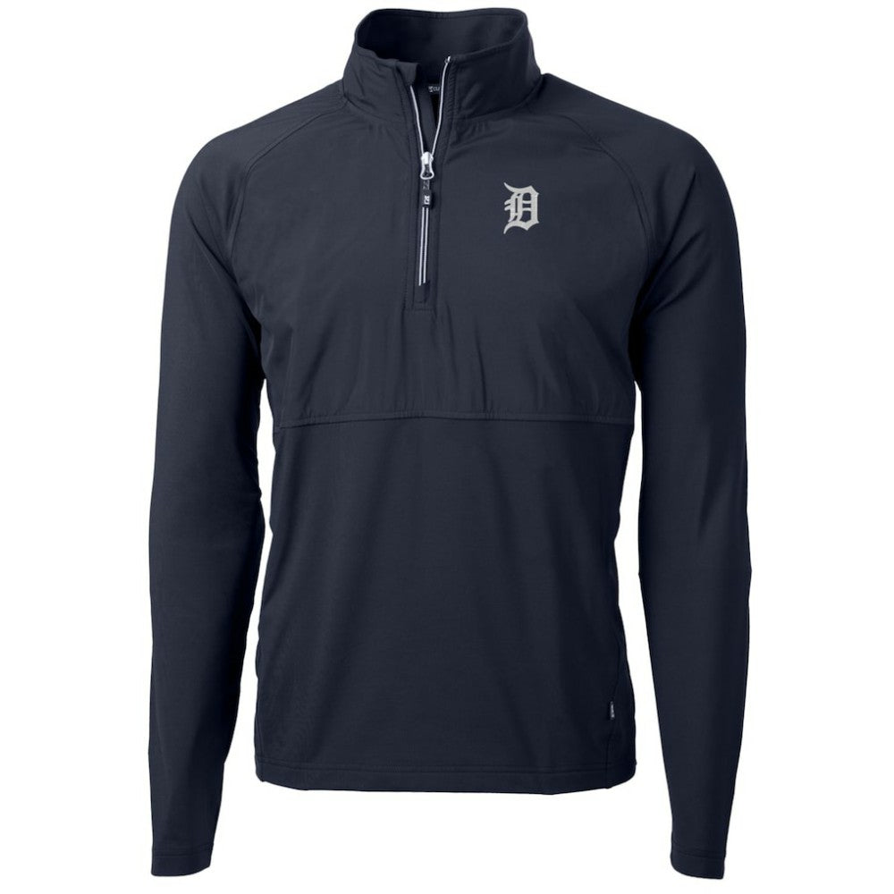 Detroit Tigers Cutter & Buck Adapt Eco Knit Hybrid Recycled Quarter-Zip Pullover Jacket Navy