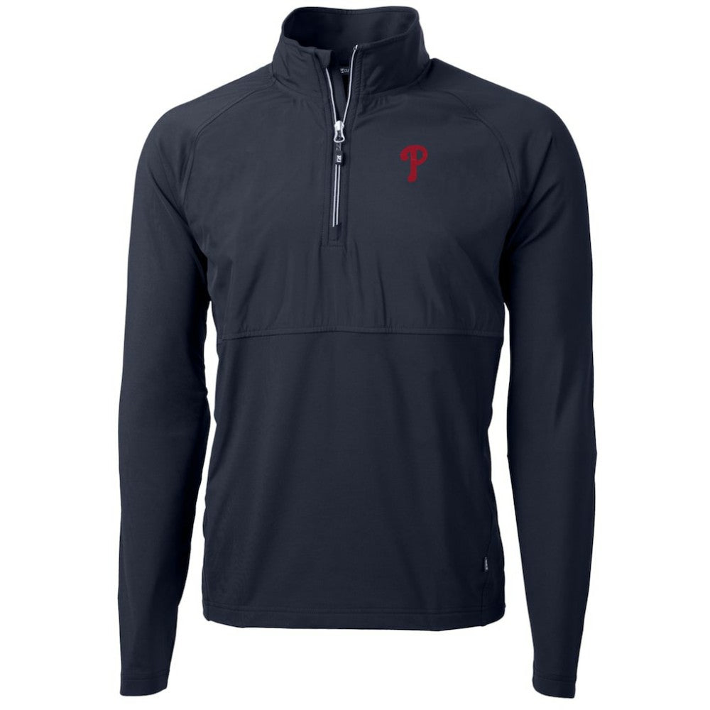 Philadelphia Phillies Cutter & Buck Adapt Eco Knit Hybrid Recycled Quarter-Zip Pullover Jacket Navy