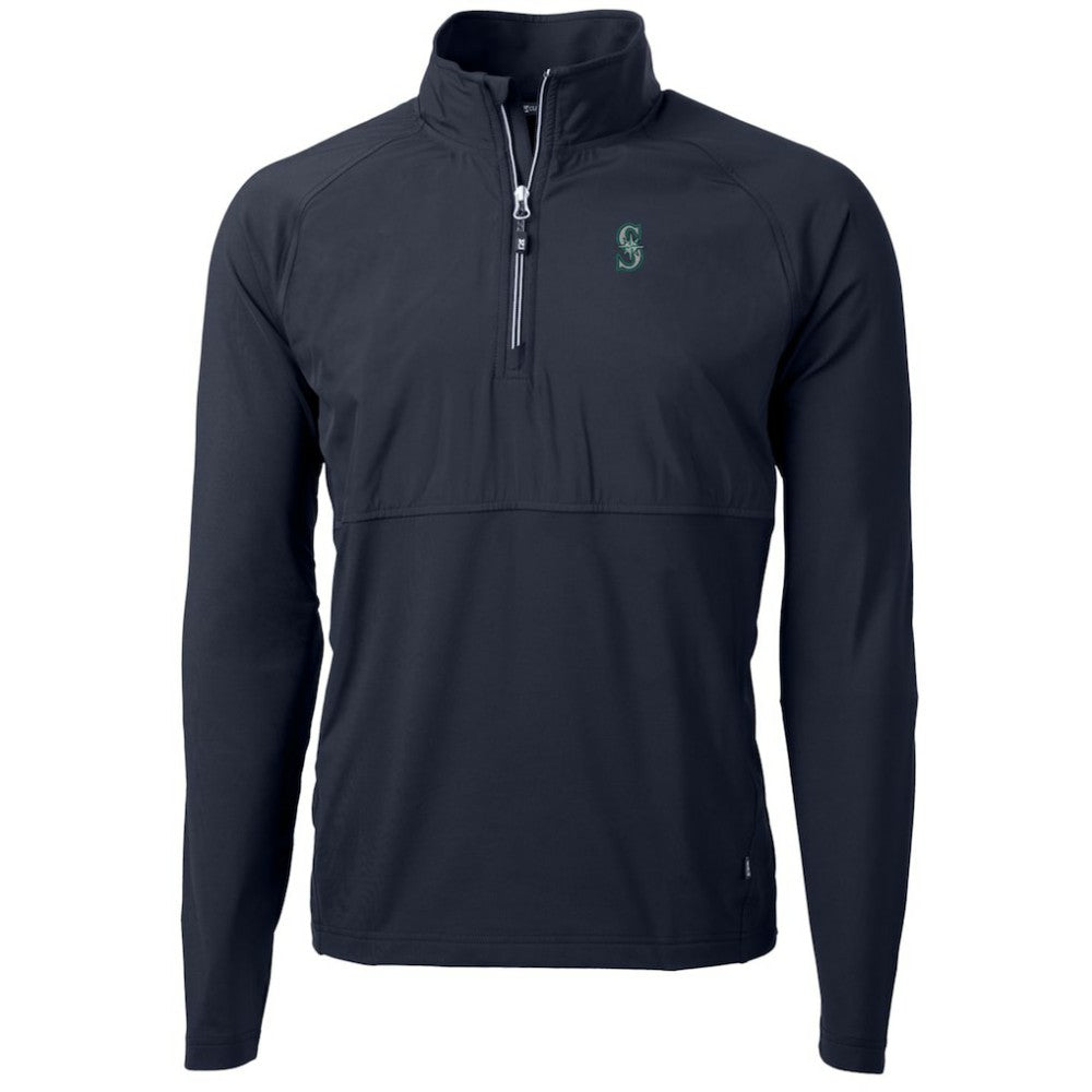 Seattle Mariners Cutter & Buck Adapt Eco Knit Hybrid Recycled Quarter-Zip Pullover Jacket Navy