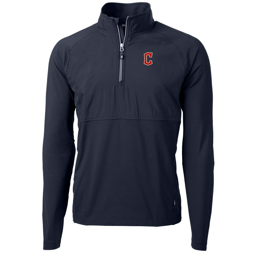 Cleveland Guardians Cutter & Buck Adapt Eco Knit Hybrid Recycled Quarter-Zip Pullover Jacket Navy