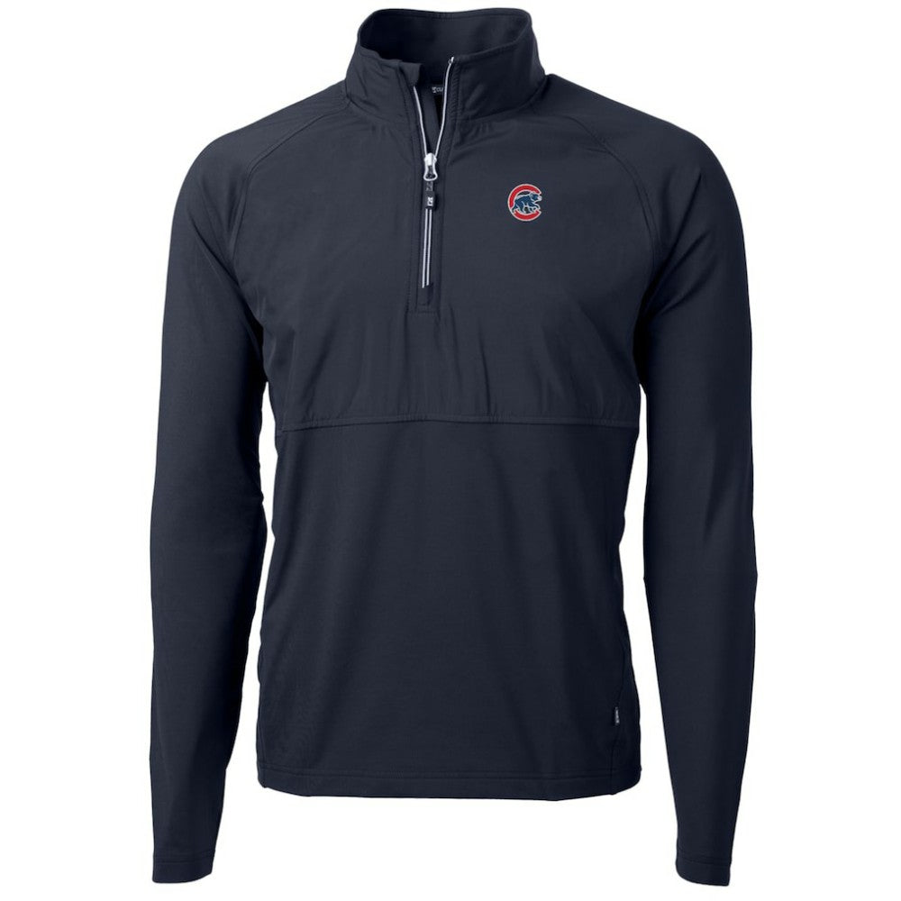 Chicago Cubs Cutter & Buck Adapt Eco Knit Hybrid Recycled Quarter-Zip Pullover Jacket Navy