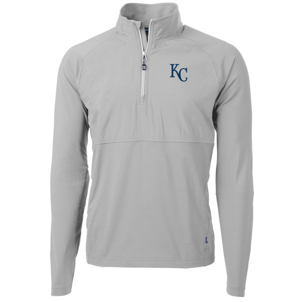Kansas City Royals Cutter & Buck Adapt Eco Knit Hybrid Recycled Quarter-Zip Pullover Jacket Gray