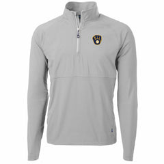 Milwaukee Brewers Cutter & Buck Adapt Eco Knit Hybrid Recycled Quarter-Zip Pullover Jacket Gray