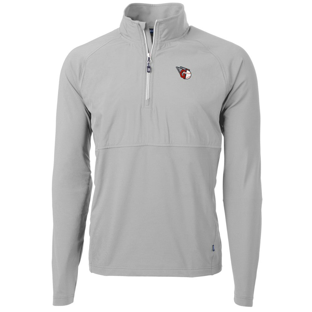 Cleveland Guardians Cutter & Buck Adapt Eco Knit Hybrid Recycled Quarter-Zip Pullover Jacket Gray