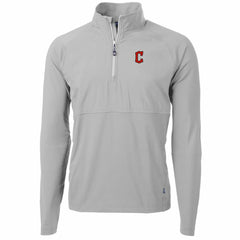 Cleveland Guardians Cutter & Buck Adapt Eco Knit Hybrid Recycled Quarter-Zip Pullover Jacket Gray