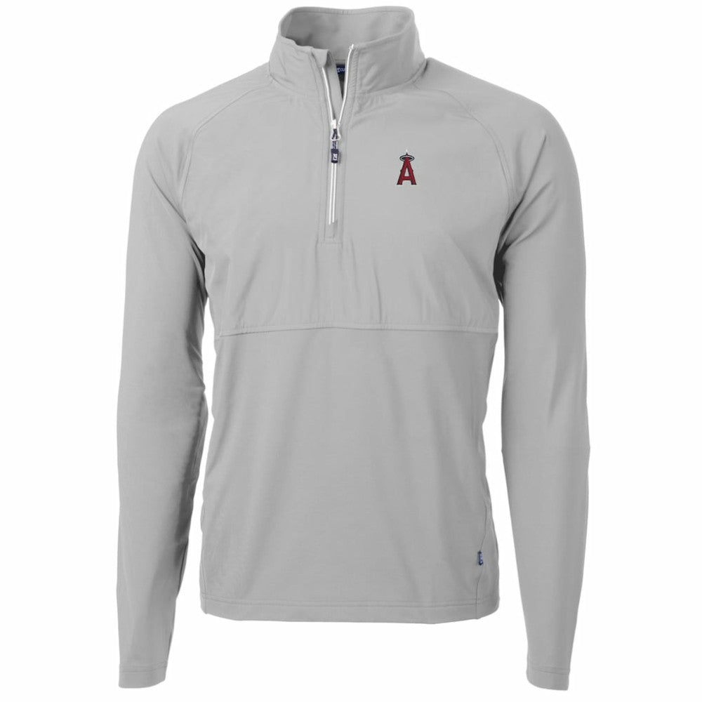 Los Angeles Angels Cutter & Buck Adapt Eco Knit Hybrid Recycled Quarter-Zip Pullover Jacket Gray