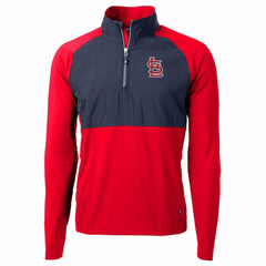 St. Louis Cardinals Cutter & Buck Adapt Eco Knit Hybrid Recycled Quarter-Zip Pullover Jacket Red/Navy