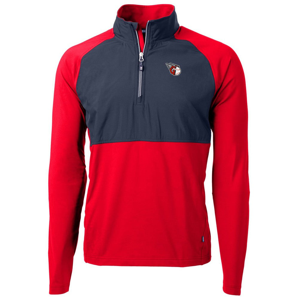 Cleveland Guardians Cutter & Buck Adapt Eco Knit Hybrid Recycled Quarter-Zip Pullover Jacket Red/Navy