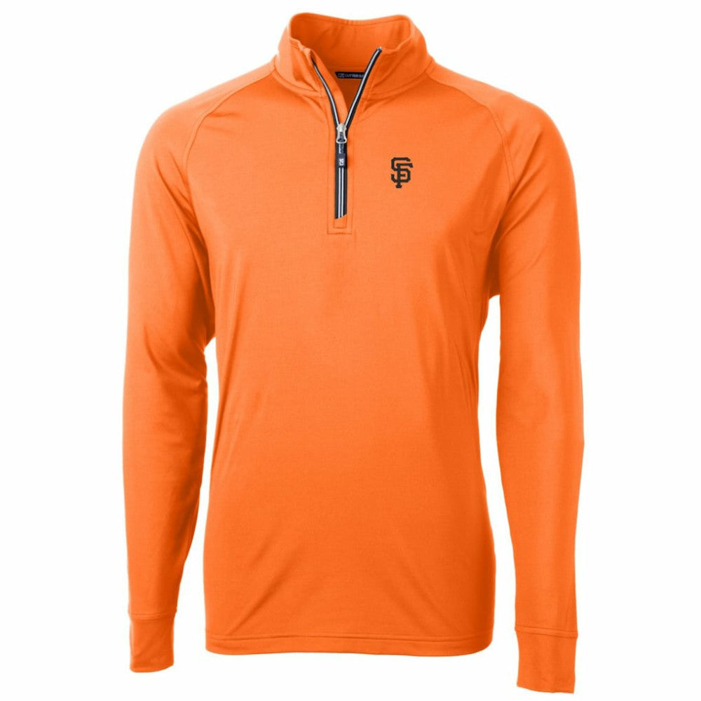 San Francisco Giants Cutter & Buck Adapt Eco Knit Stretch Recycled Quarter-Zip Pullover Jacket Orange