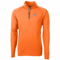 Houston Astros Cutter & Buck Adapt Eco Knit Stretch Recycled Quarter-Zip Pullover Jacket Orange