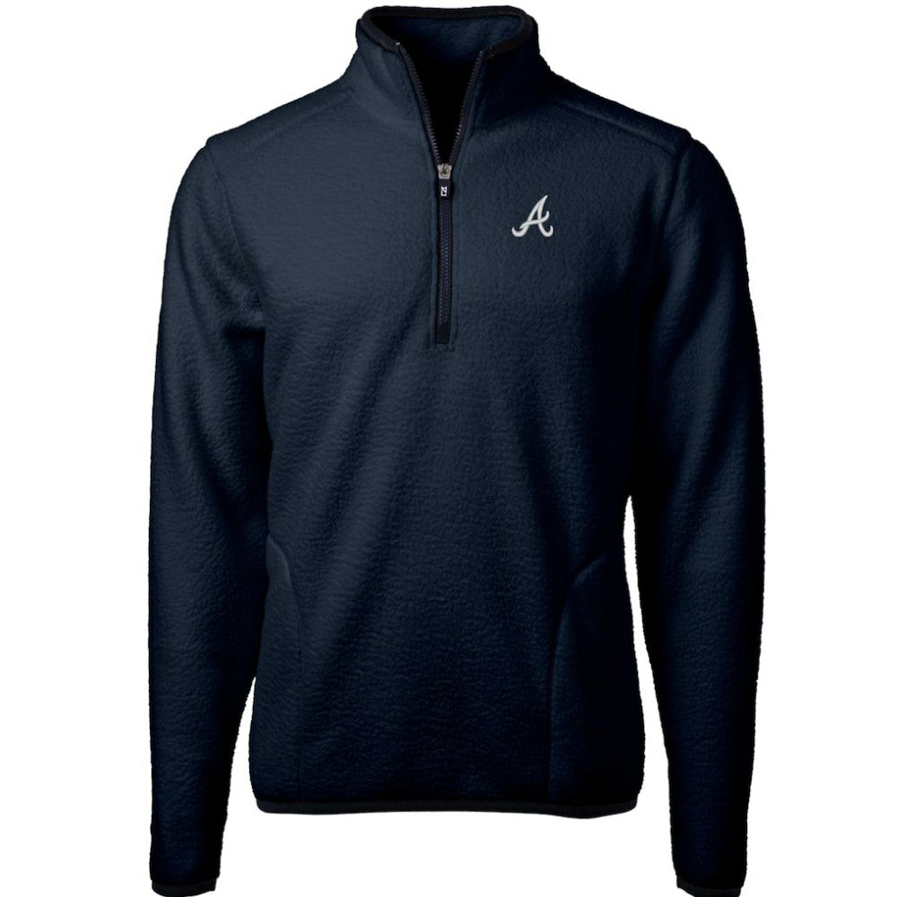 Atlanta Braves Cutter & Buck Cascade Eco Sherpa Fleece Quarter-Zip Pullover Jacket Navy