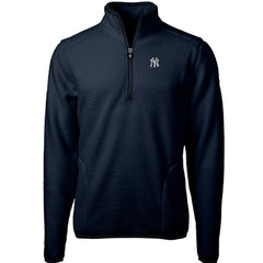 New York Yankees Cutter & Buck Cascade Eco Sherpa Fleece Quarter-Zip Pullover Jacket Navy