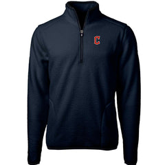 Cleveland Guardians Cutter & Buck Cascade Eco Sherpa Fleece Quarter-Zip Pullover Jacket Navy