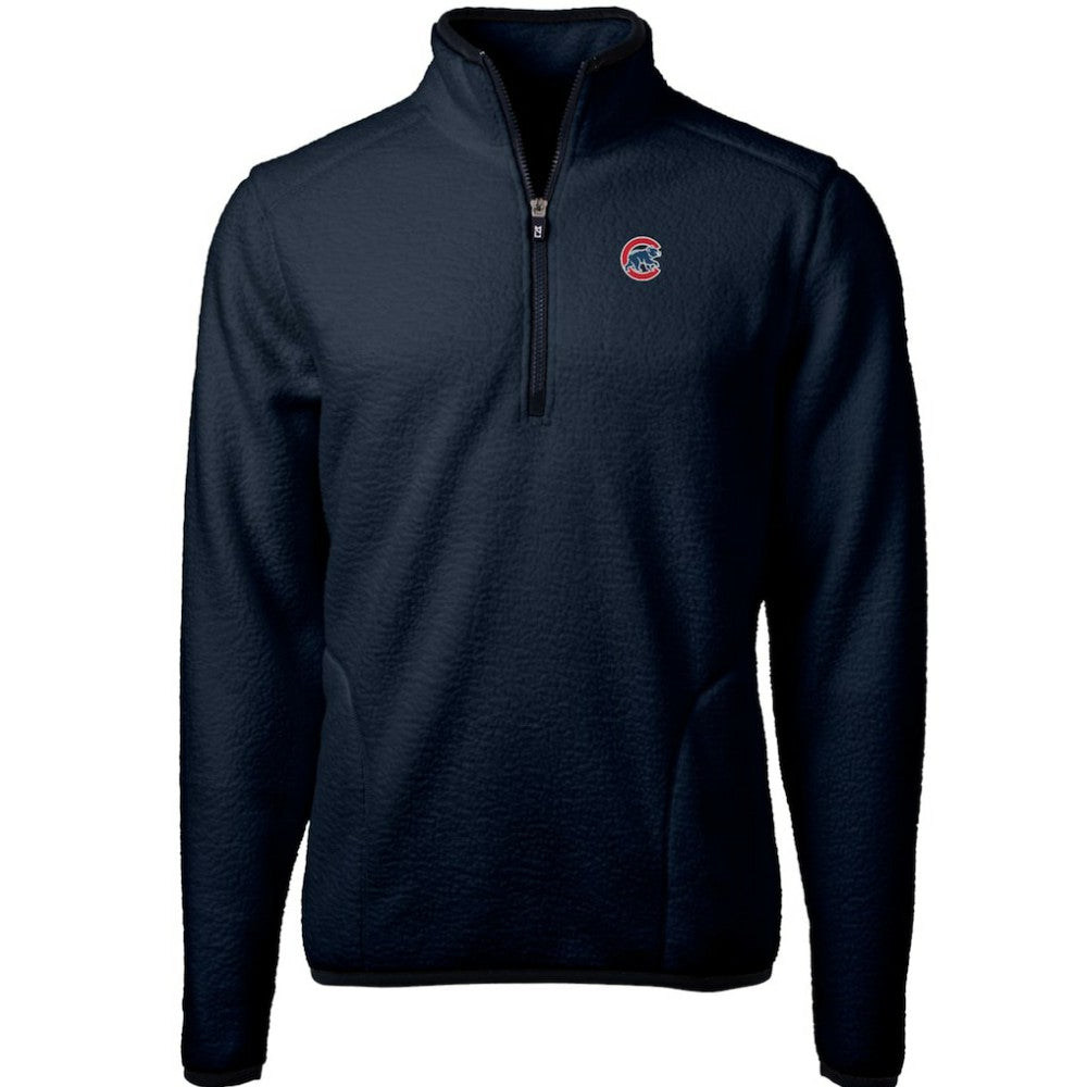 Chicago Cubs Cutter & Buck Cascade Eco Sherpa Fleece Quarter-Zip Pullover Jacket Navy