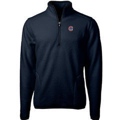 Chicago Cubs Cutter & Buck Cascade Eco Sherpa Fleece Quarter-Zip Pullover Jacket Navy