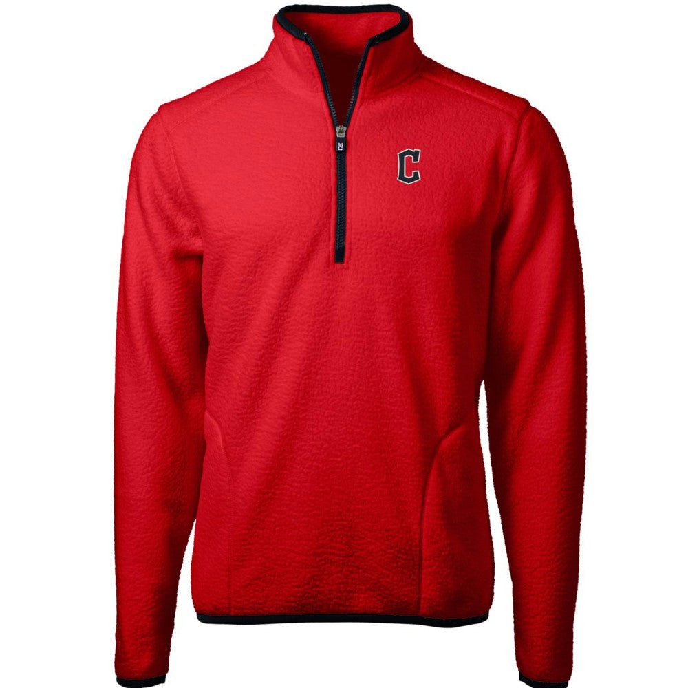 Cleveland Guardians Cutter & Buck Cascade Eco Sherpa Fleece Quarter-Zip Pullover Jacket Red/Navy