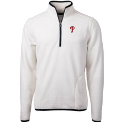 Philadelphia Phillies Cutter & Buck Cascade Eco Sherpa Fleece Quarter-Zip Pullover Jacket White/Navy
