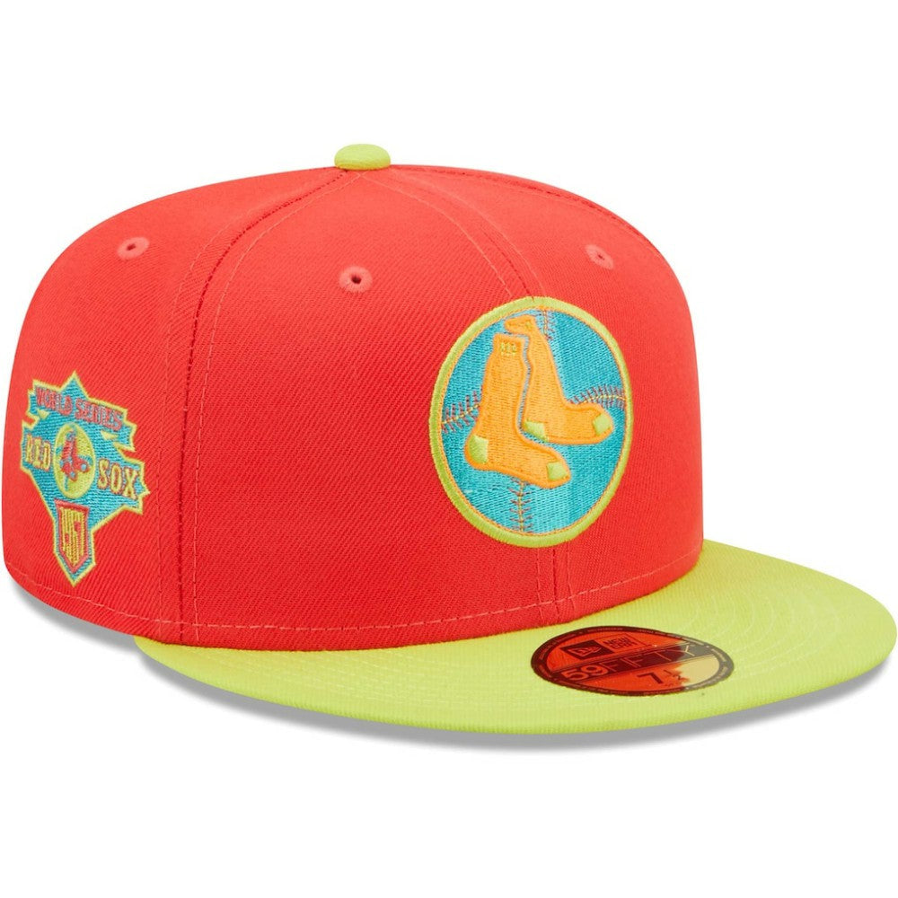 Boston Red Sox   Lava Highlighter Combo 59FIFTY Fitted Hat Red/Neon Green | New Era