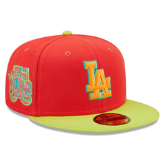 Los Angeles Dodgers 1978 World Series  Lava Highlighter Combo 59FIFTY Fitted Hat Red/Neon Green | New Era