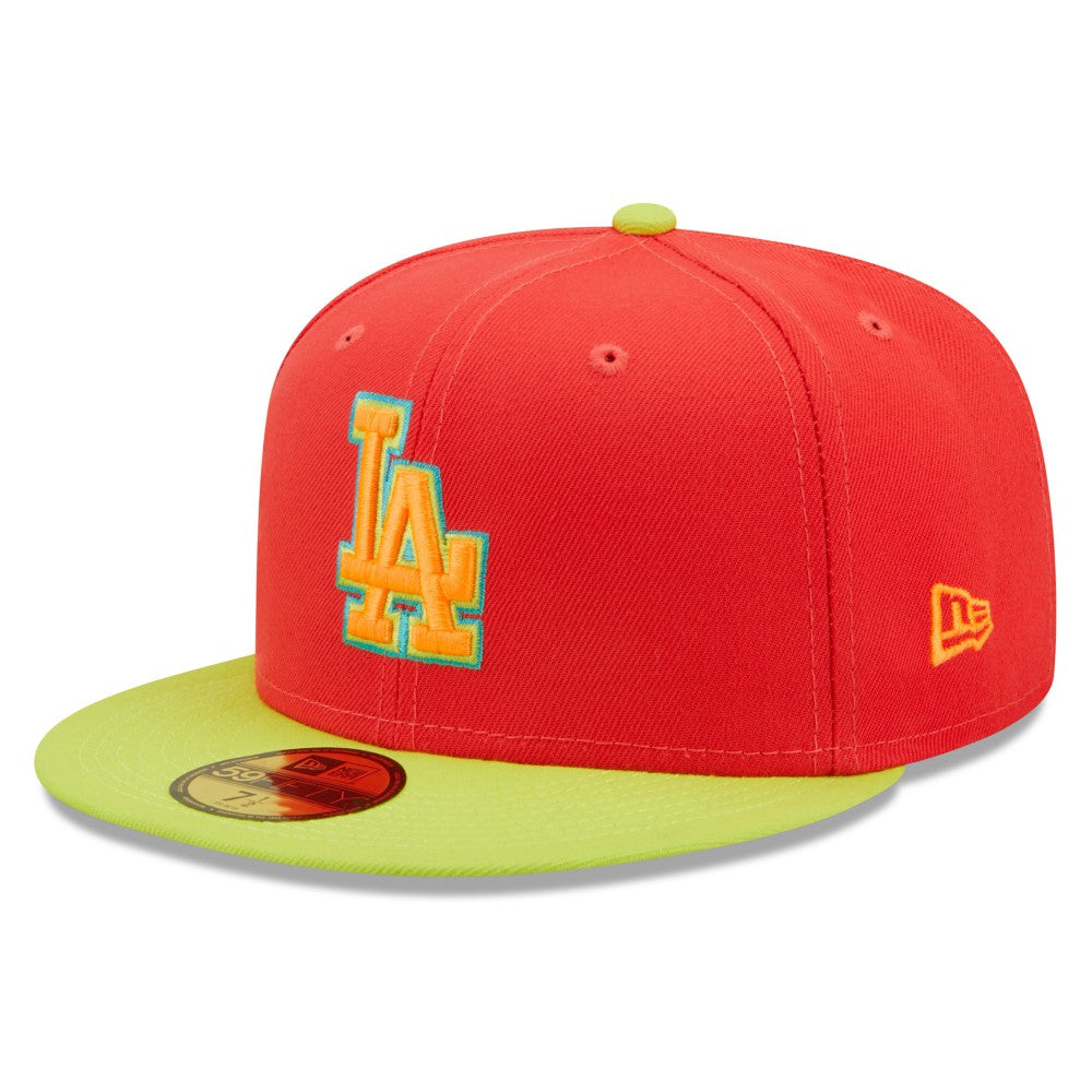 Los Angeles Dodgers 1978 World Series  Lava Highlighter Combo 59FIFTY Fitted Hat Red/Neon Green | New Era