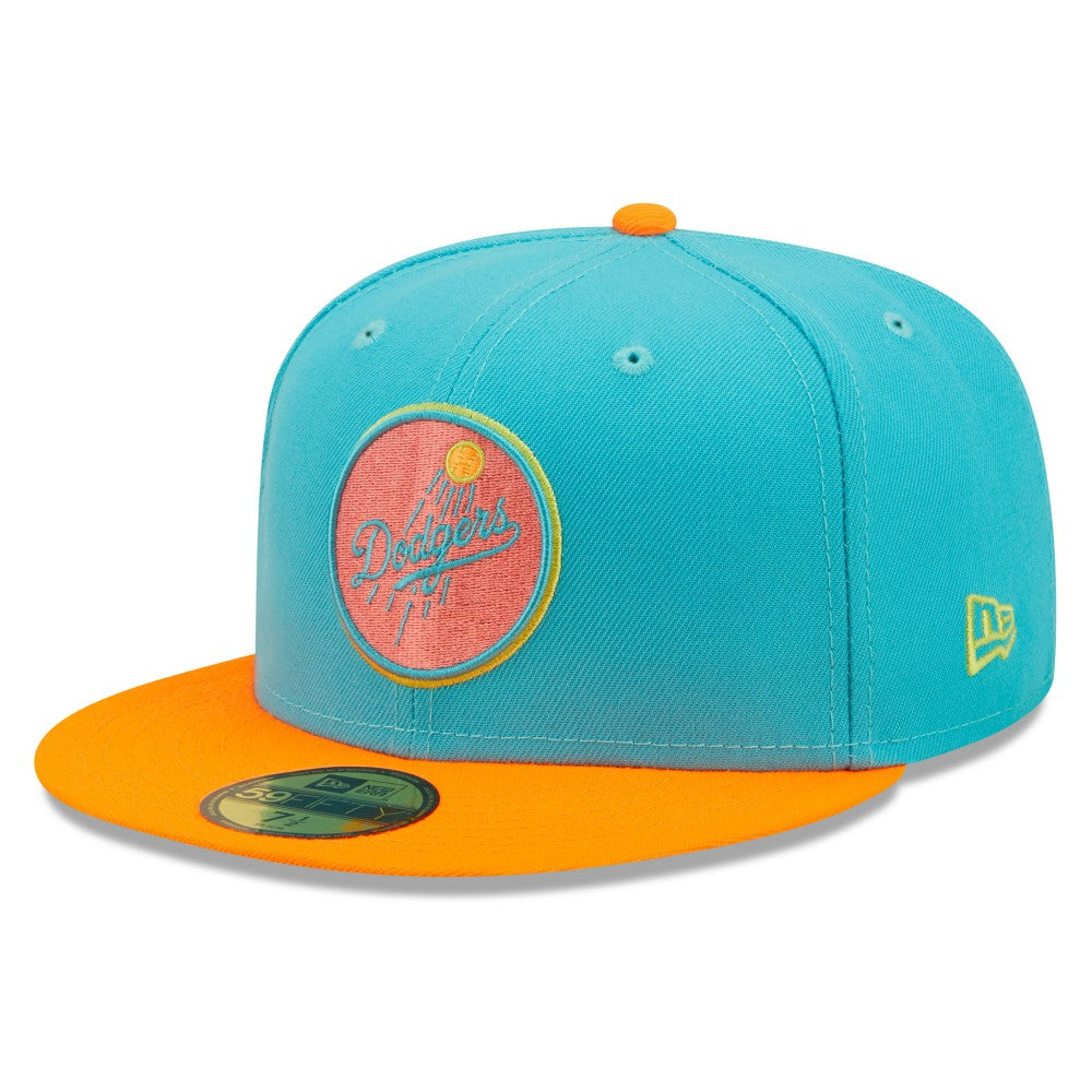 Los Angeles Dodgers Vice Highlighter 59FIFTY Fitted Hat Blue/Orange | New Era