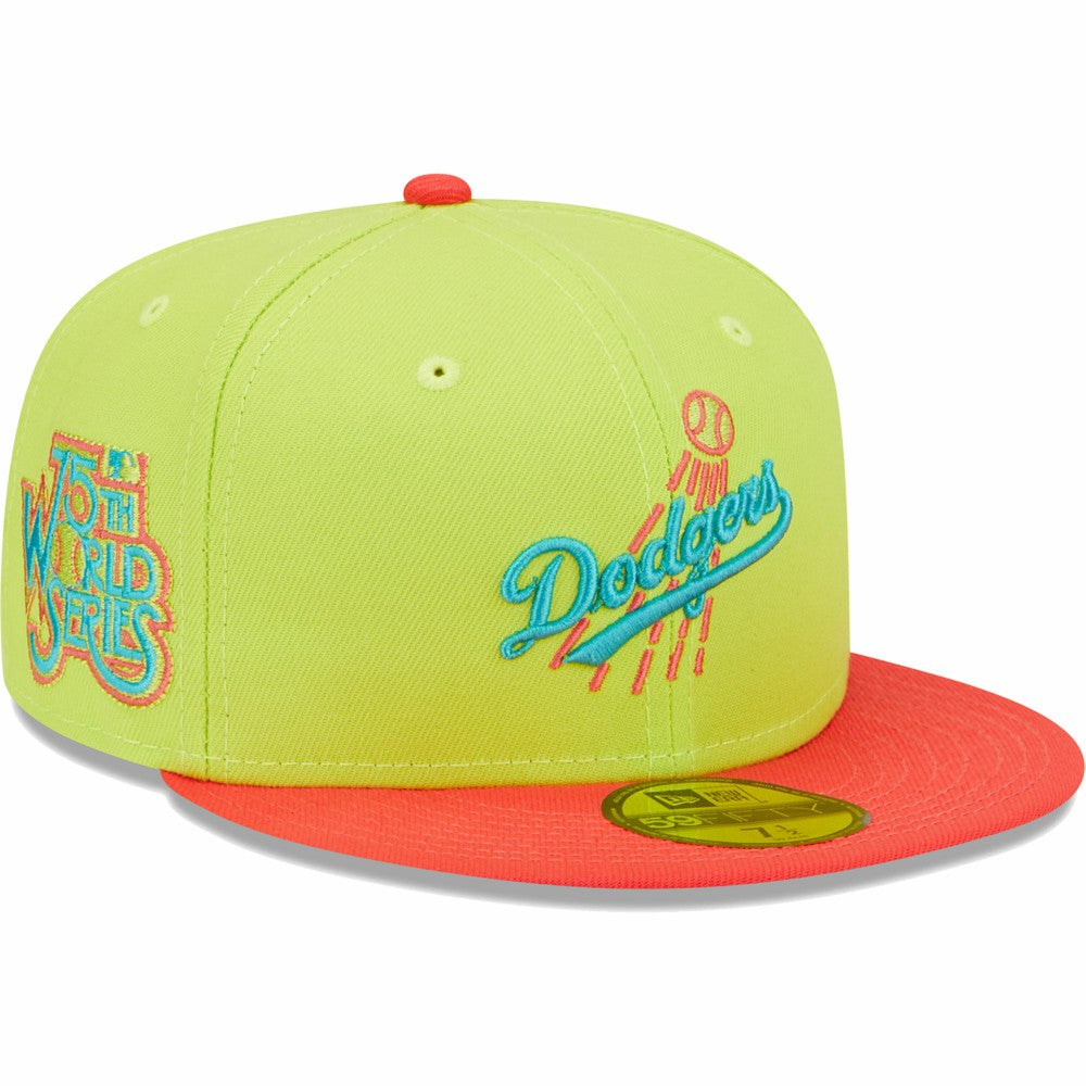 Los Angeles Dodgers Cyber Highlighter 59FIFTY Fitted Hat Green/Red | New Era