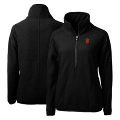 San Francisco Giants Cutter & Buck Women's Cascade Eco Sherpa Fleece Quarter-Zip Pullover Jacket Black