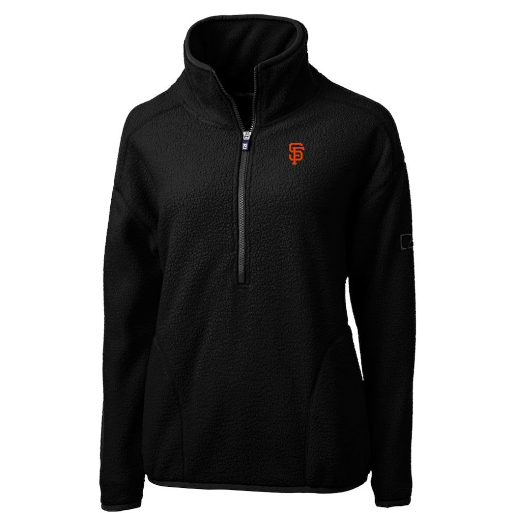 San Francisco Giants Cutter & Buck Women's Cascade Eco Sherpa Fleece Quarter-Zip Pullover Jacket Black
