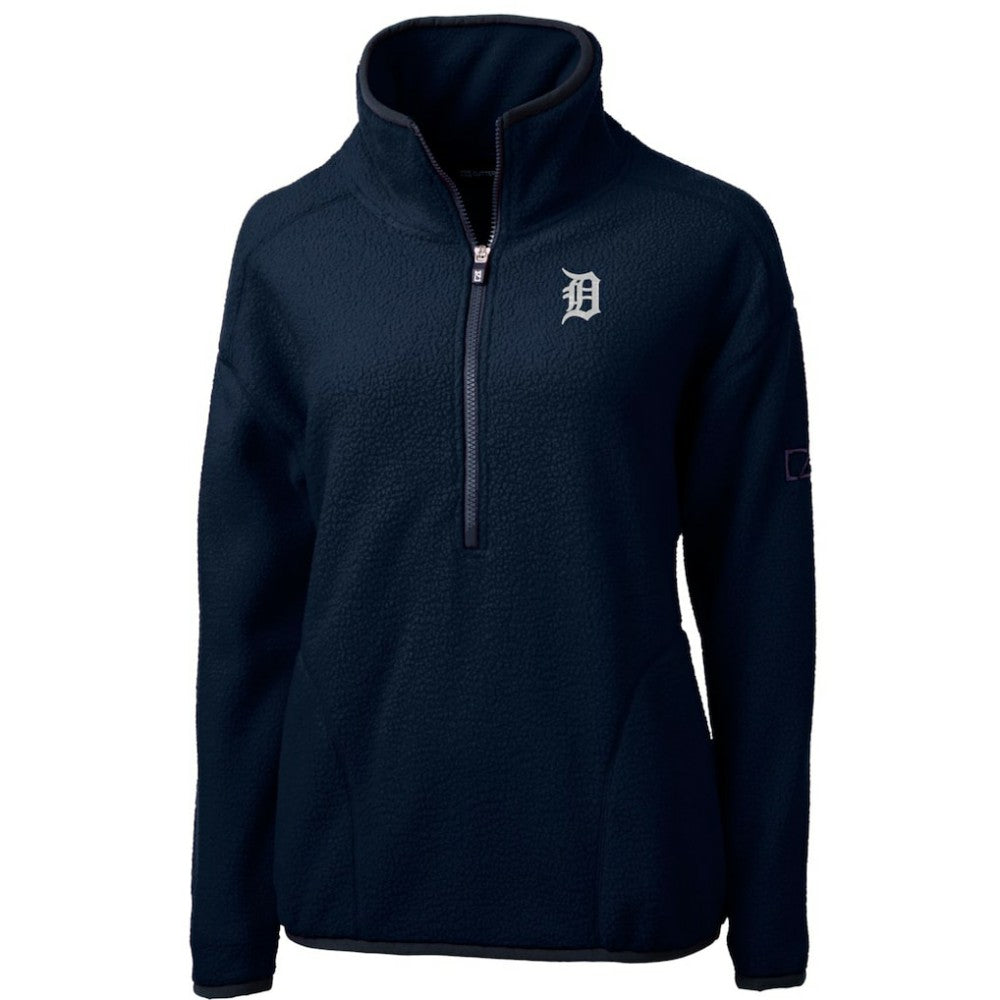 Detroit Tigers Cutter & Buck Women's Cascade Eco Sherpa Fleece Quarter-Zip Pullover Jacket Navy