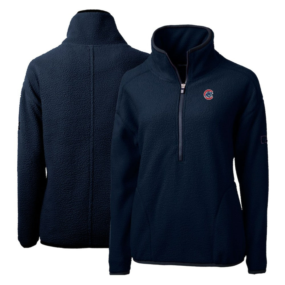 Chicago Cubs Cutter & Buck Women's Cascade Eco Sherpa Fleece Quarter-Zip Pullover Jacket Navy