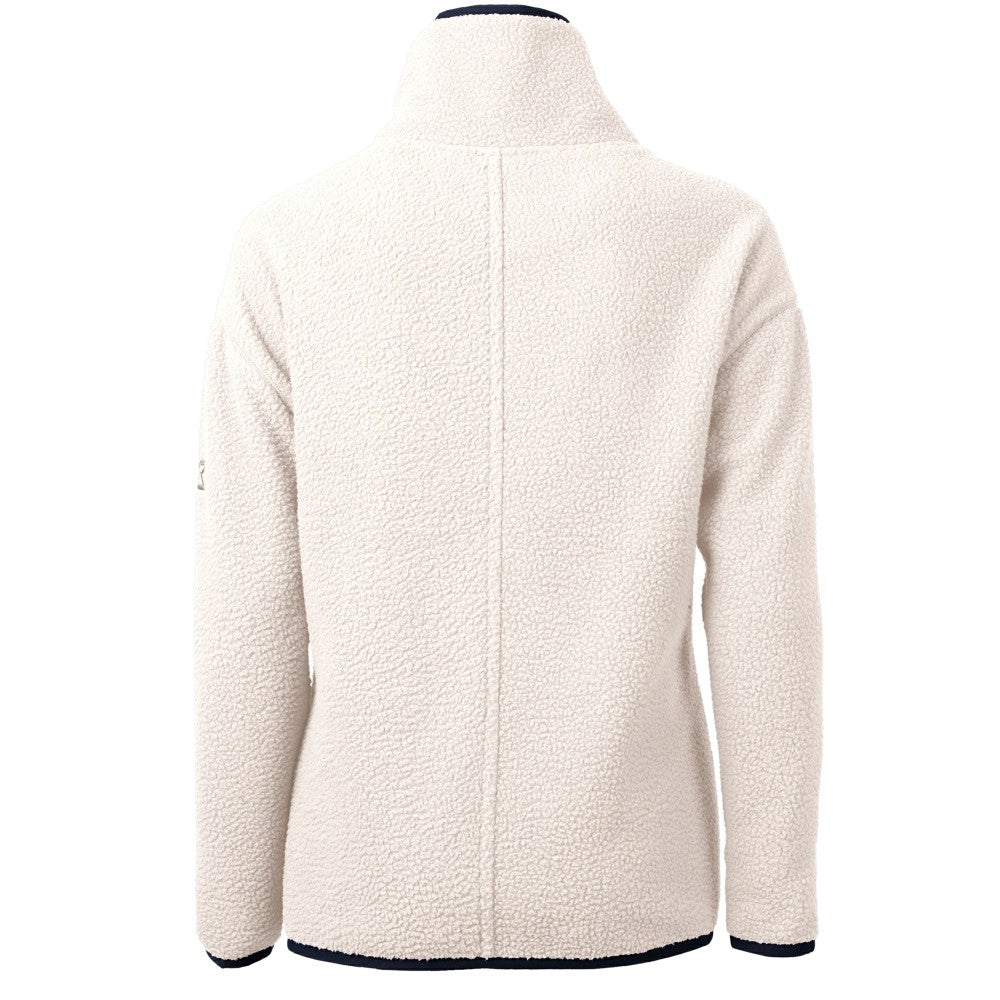 Cleveland Guardians Cutter & Buck Women's Cascade Eco Sherpa Fleece Quarter-Zip Pullover Jacket White/Navy